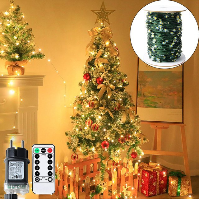KIKIELF LED Lichterkette Outdoor mit grünem Draht, Warmweiß, für Garten, Weihnachten und Party - Bild 1