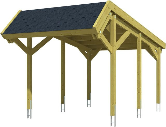 Skan Holz Carport Harz aus Nadelholz in Grün mit schwarzen Dachschindeln B: 321 cm, T: 560 cm - Bild 1