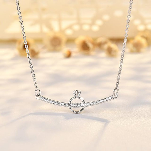 Wucifang Jewelry Halskette, Diamant, Zirkonia, Kupfer, Silber, Damen - Bild 1
