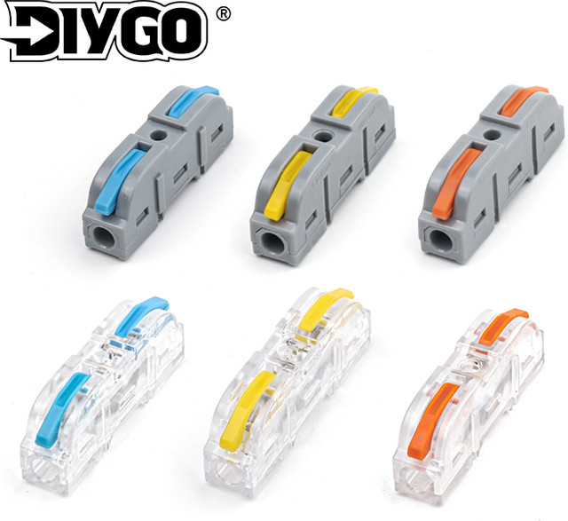 DIY GO 34 Stück Hebel-Drahtverbinder für schnelle Verbindung, 1 bis 1 Inline-Drahtverbinder, isolierte Spleißklemmen für 28–12 AWG aus Kunststoff - Bild 1