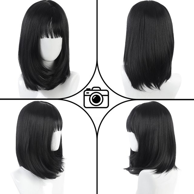 allaosify Damen-Perücke, synthetisch, Air French Bangs - Bild 1