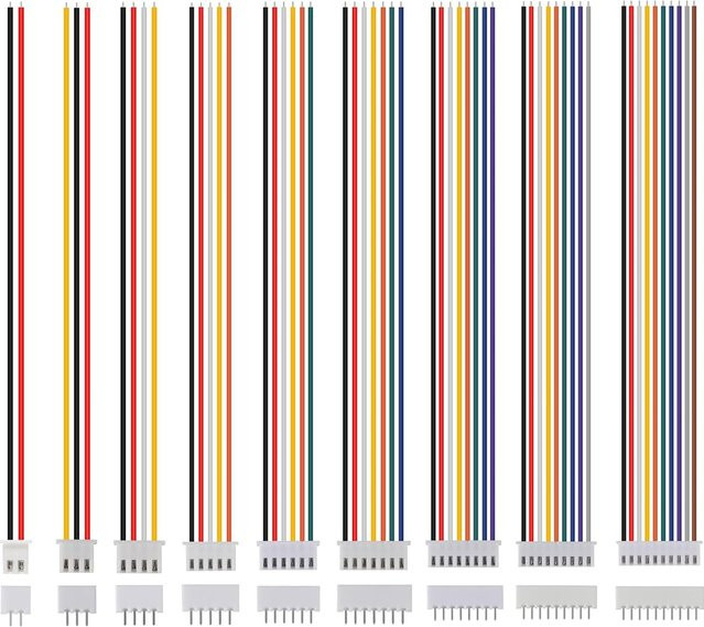 AOKIN JST-XH-Stecker-Set mit 90 Paar männlichen und weiblichen Steckverbinder sowie Flachdrahtkabeln, 2,54 mm Pitch, Multicolor - Bild 1