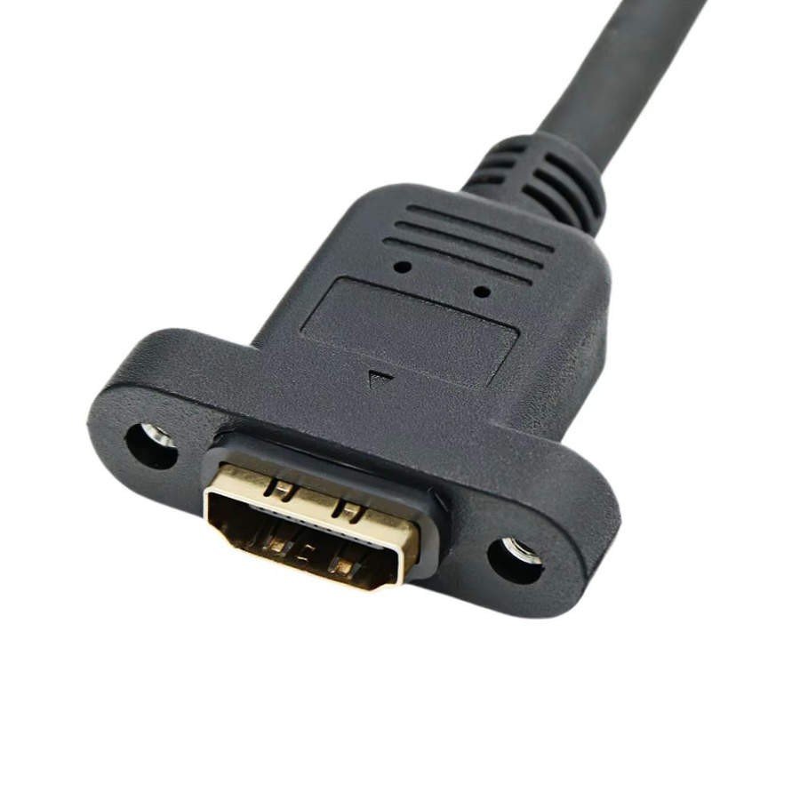 HDMI Verlängerungskabel High-Speed Stecker auf Buchse mit Schraubmontage in Schwarz, 4K@30Hz, 1080P@60Hz, 3D und UHD - Bild 4