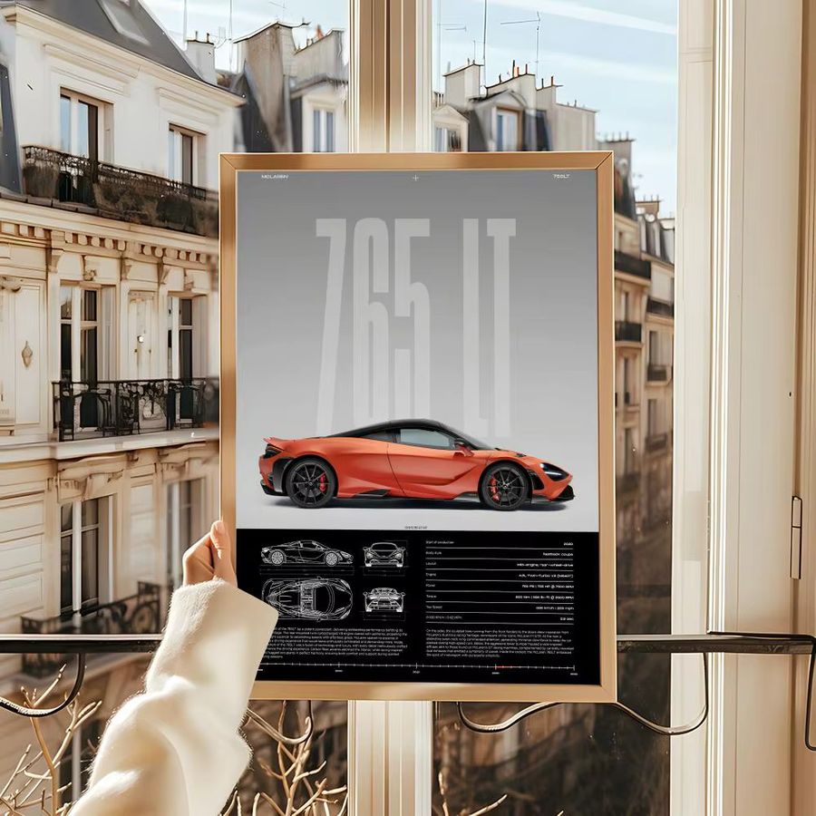 Dekoratives Wandbild McLaren Sportwagen Design Poster in Schwarz - Bild 4