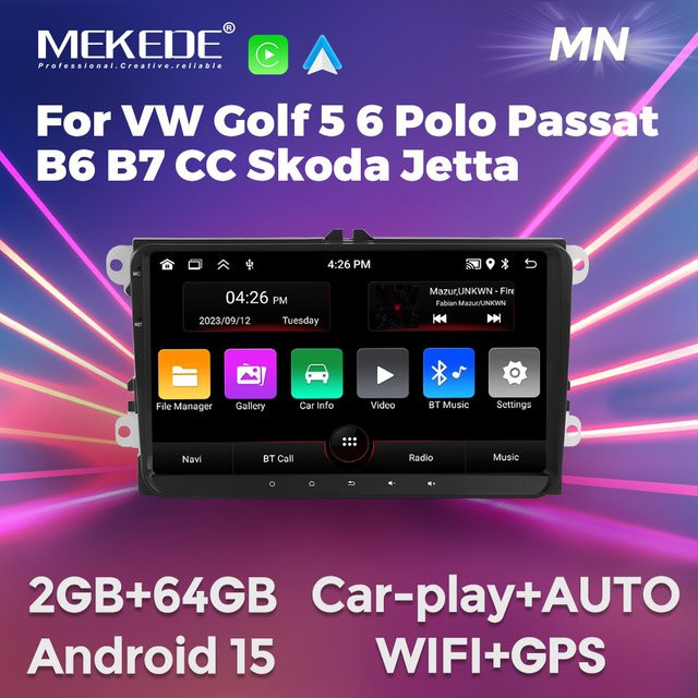 MEKEDE 9 Zoll Carplay Multimedia Auto Radio für VW Volkswagen Passat B7 B6 Golf Touran Polo Tiguan Jetta in Schwarz - Bild 1