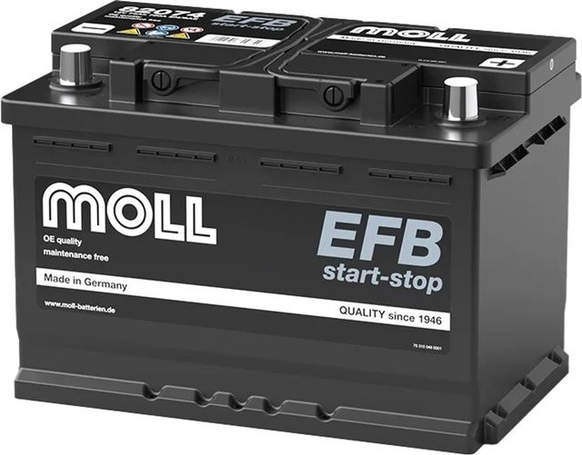 MOLL EFB Start-Stop Starterbatterie 12V 74Ah 720A in Schwarz - Bild 1