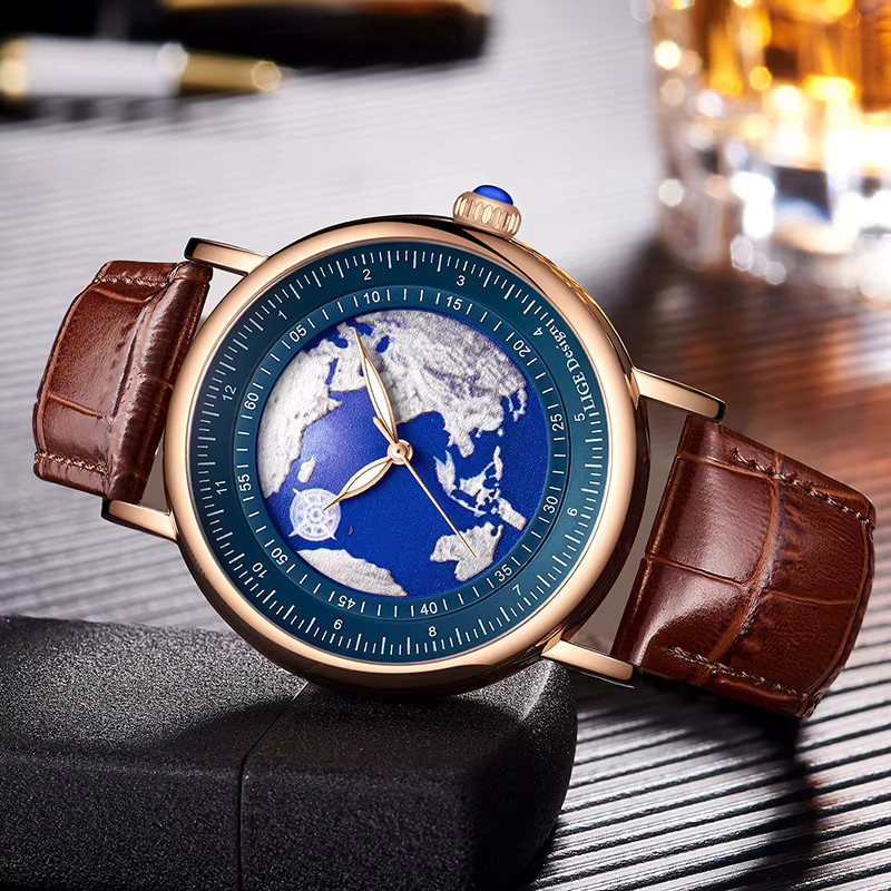 LIGE Armbanduhr Quarz, Leder, Blau, Herren - Bild 4