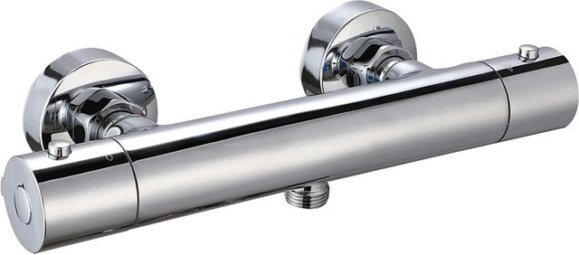 Marwell Aufputz Duschthermostat mit Safety-Stop in Chrom und Silber, B: 30 cm, H: 10 cm, T: 3 cm - Bild 1
