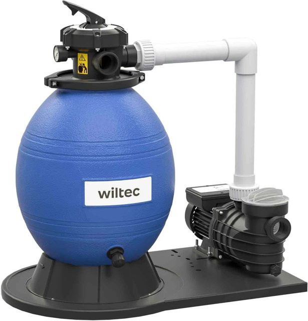 Wiltec Sandfilteranlage Blau Glänzend mit 550W Pumpe, 38L Filtertank und 18000L/H Durchflussrate zur Poolreinigung - Bild 1