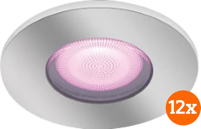 Philips Hue Xamento Badezimmer-Einbaustrahler White & Color in Chrom, Rund, 12er-Pack - Bild 1