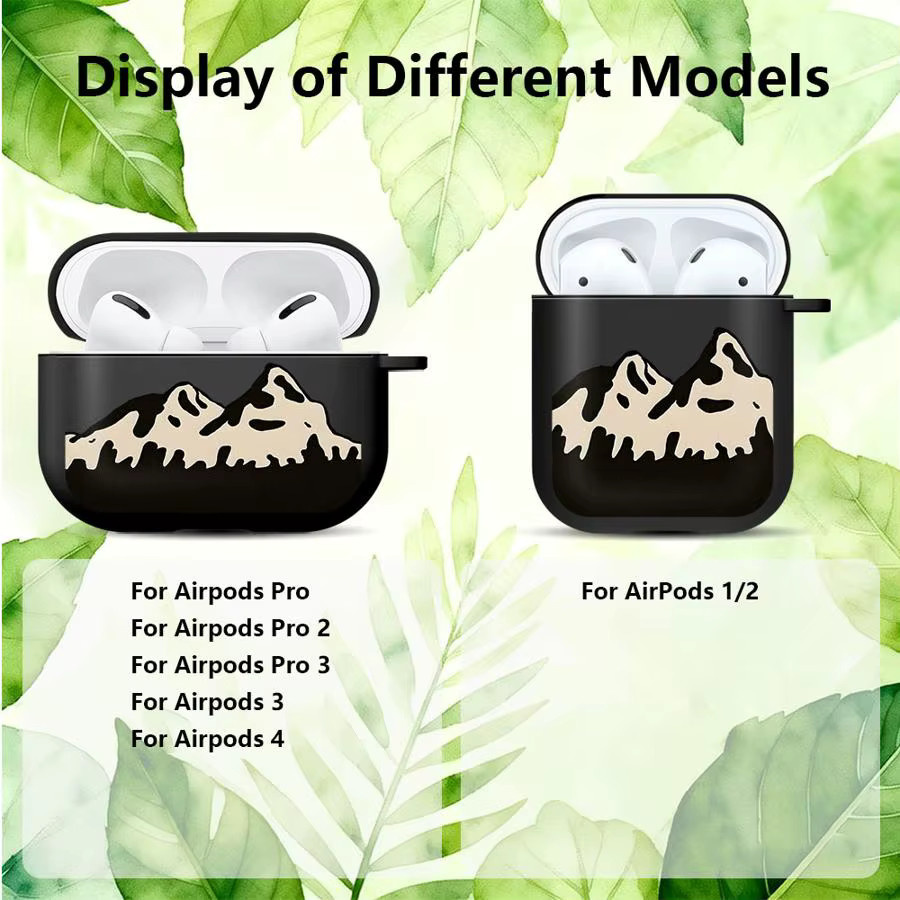 Schutzhülle für Apple AirPods mit Landschafts- und Flugzeugmotiv in Schwarz - Bild 3