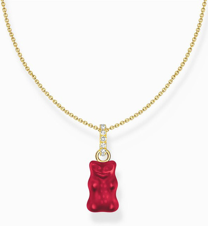 Thomas Sabo Kette mit rotem Golbären Anhänger, 925 Silber, vergoldet, Damen