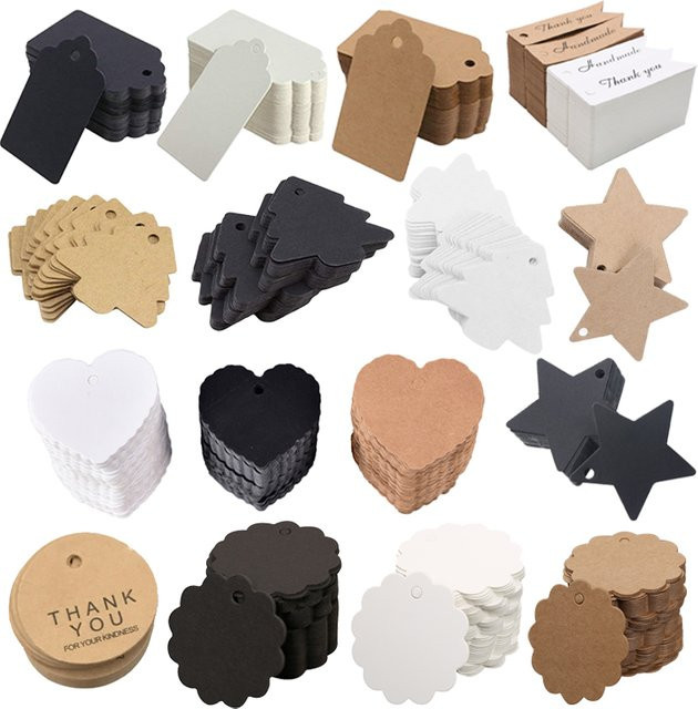 IFITU PUBO Geschenkanhänger Danke aus Kraftpapier, handgefertigte Hängeetiketten in Braun, Weiß und Multicolour für Hochzeit, Geburtstag und Party-Dekorationen, 50 Stück - Bild 1