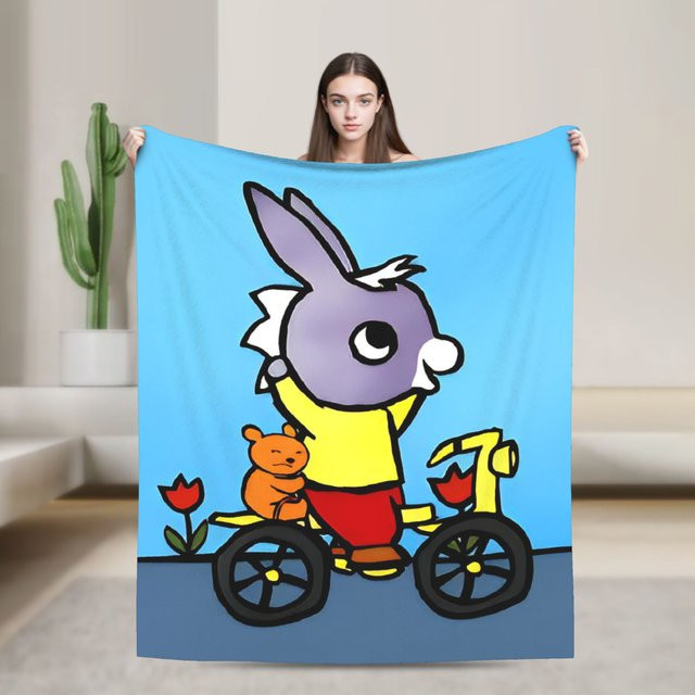 Bike Trotro Cartoon Strickdecke aus Korallen-Fleece in Koralle mit süßem Esel-Motiv - Bild 1