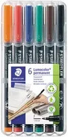 STAEDTLER Lumocolor permanent 318 Folienstifte, feine Spitze, Mehrfarbig, 6er Pack - Bild 1