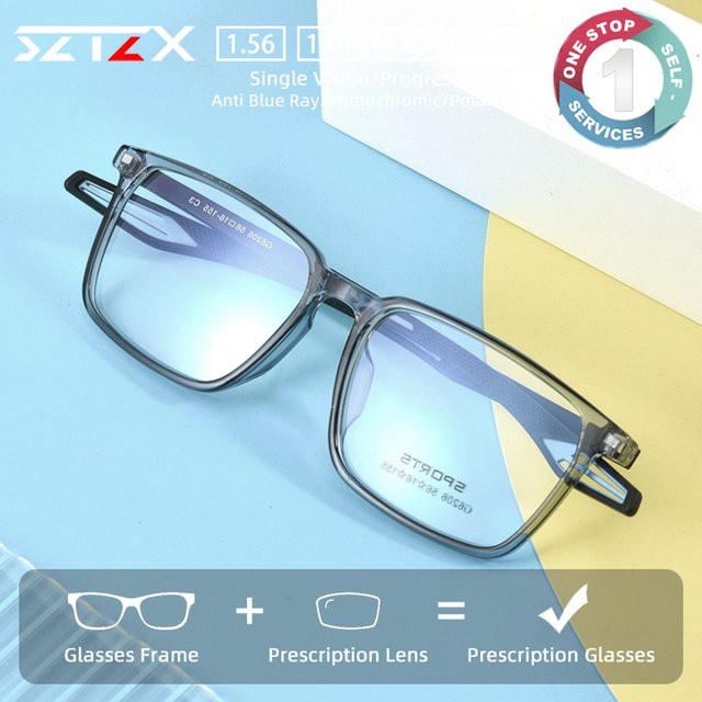 SZTZX Korrekturbrille, Herren, Vollrand, rechteckig, Kunststoff - Bild 1