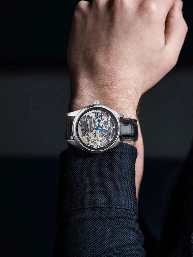 KIMSDUN Armbanduhr Automatik, Lederarmband, Schwarz, Herren - Bild 3