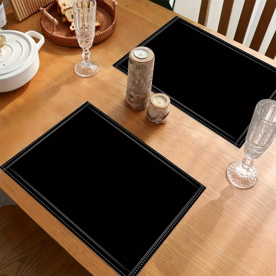 VIKAMA Tischset Set aus reinem Leinen in Schwarz, minimalistisches Design für Küche und Esszimmer, 4-teilig oder 6-teilig - Bild 3