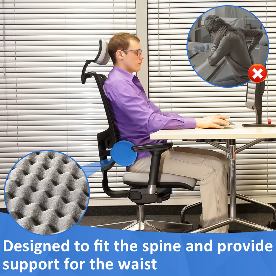 Willstar Lordosenstützrolle aus Memory Foam als ergonomisches Zylinderrollenkissen mit Gummiband für den unteren Rücken, Schwarz oder Blau - Bild 4