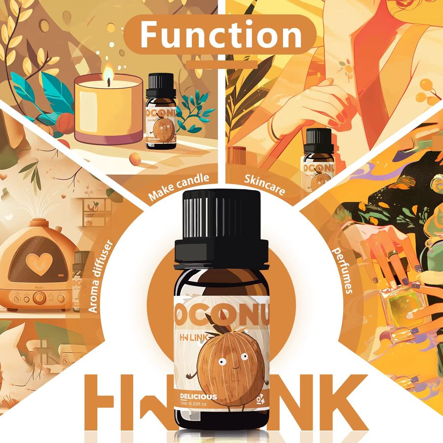 HWLINK Ätherisches Kokosnussöl zur Aromatherapie und Hautpflege, 10 ml - Bild 2