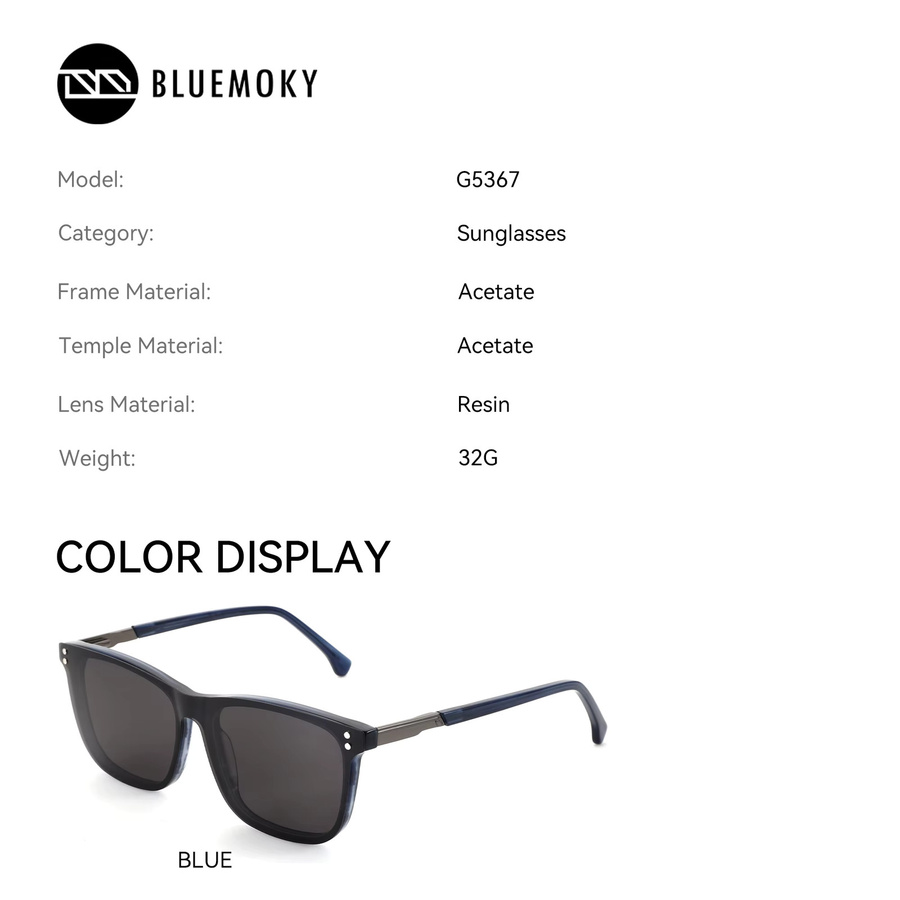 BLUEMOKY Korrektionsbrille, quadratisch, Acetat, Herren, Vollrand - Bild 2