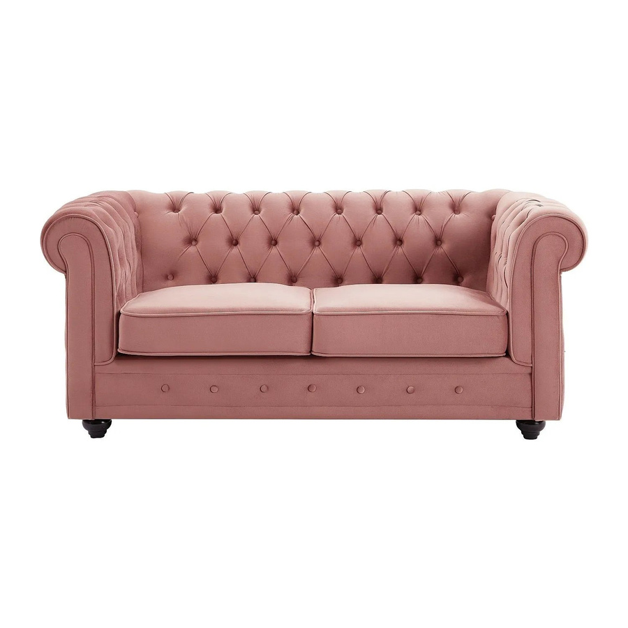 Vente-unique Chesterfield Sofa aus Samt in Puderrosa, Breite: 165 cm - Bild 2