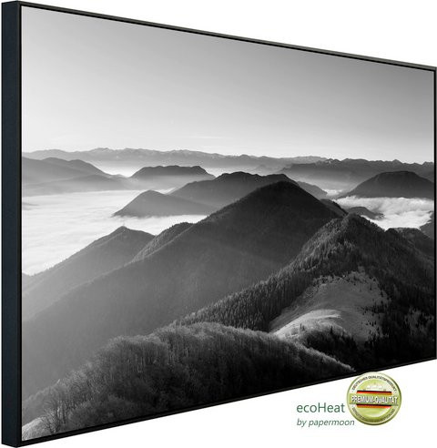 papermoon EcoHeat Infrarotheizung Landschaft Schwarz Weiss mit App-Steuerung und Überhitzungsschutz - Bild 1