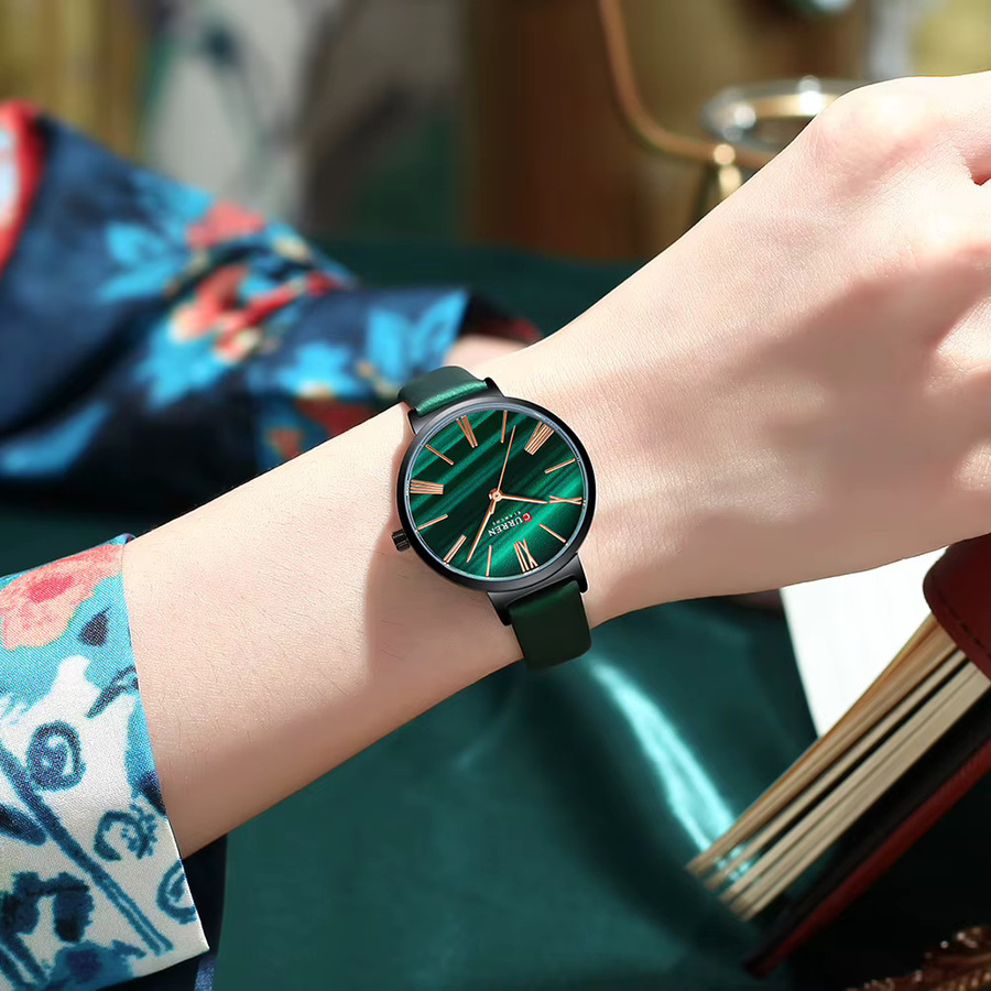 CURREN Armbanduhr Leder, Grün, Damen - Bild 4