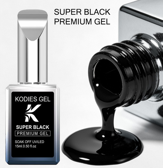 KODIES GEL Nagellack Super Black, Glänzend - Bild 1