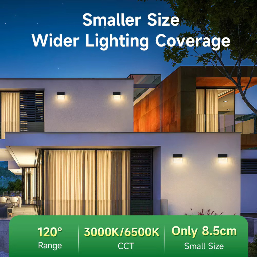 CANMEIJIA Solar LED Wandlampe IP65 Wasserdicht für Garten und Terrasse in Schwarz - Bild 6