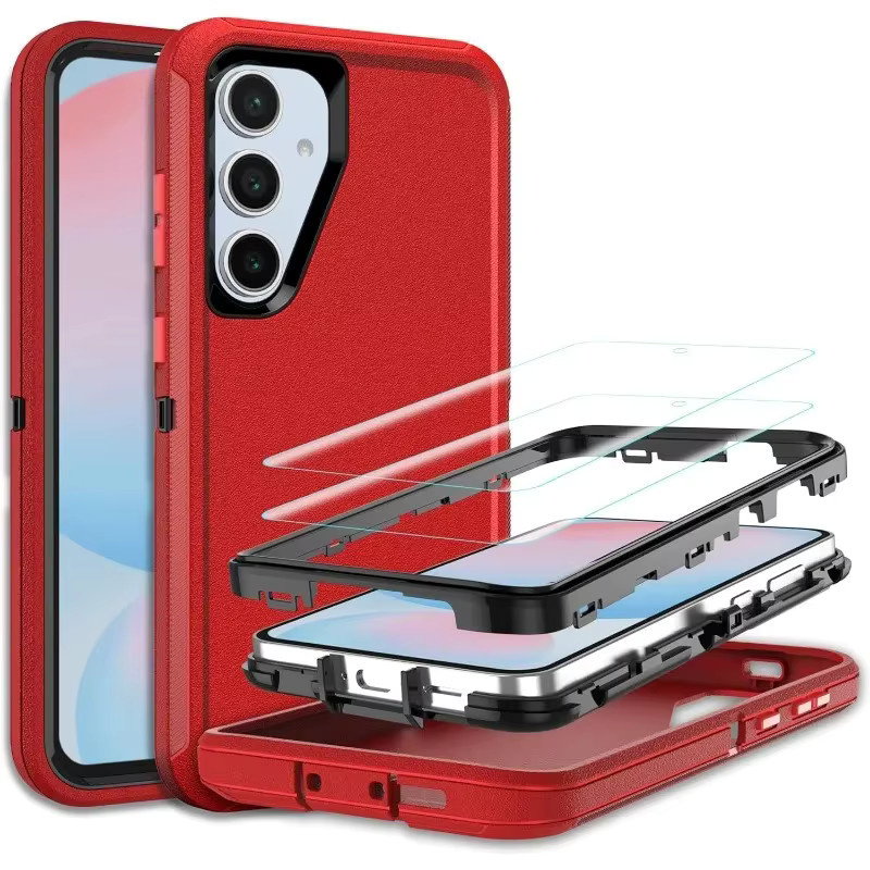 Militärisch robuste Stoßschutz-Hülle mit 2x HD-Displayschutzfolie für Samsung Galaxy S26 Ultra S25 S24 S23 FE S22 Plus OTT-BOX Cover in Petrol oder Rot - Bild 2