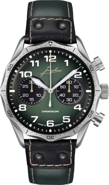 Junghans Chronograph, Automatik, Edelstahl, Leder, 43 mm, Herren - Bild 1