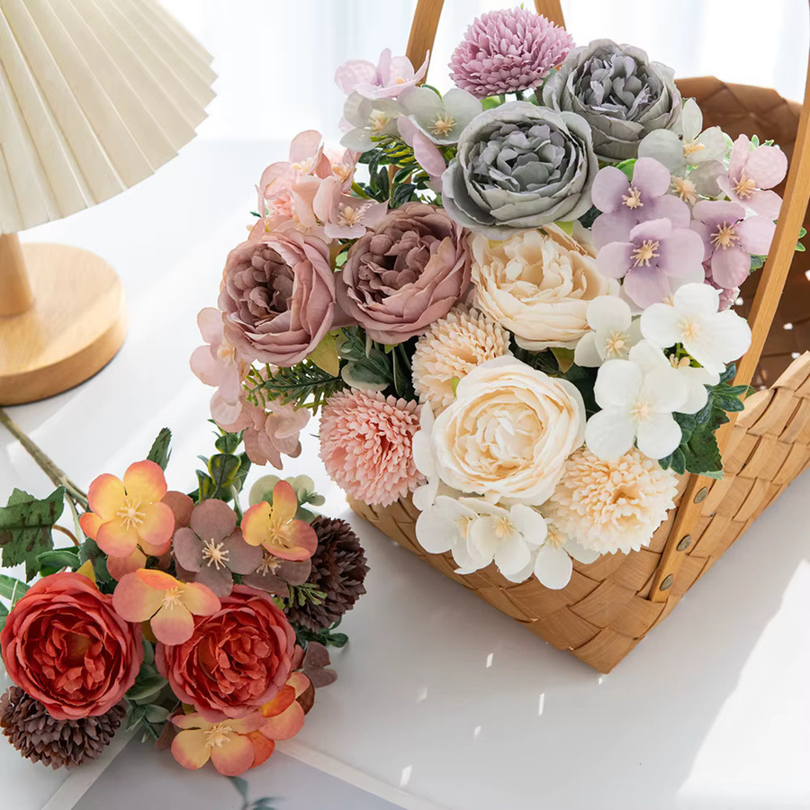 Künstliche Pfingstrose in Lila und Multicolour aus Seide für Hochzeiten, Garten und Dekoration - Bild 2