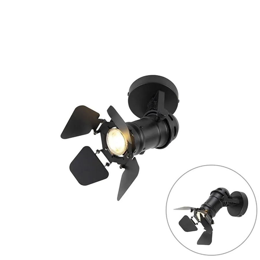 QAZQA Industriestudio LED Spot Schwarz GU10 dimmbar mit Reflektor - Bild 2