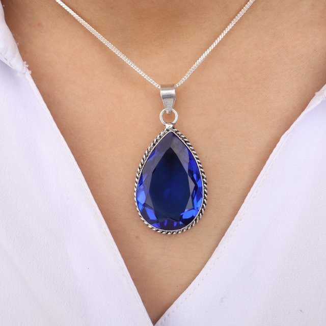 Vaibhav Gems & Jewels Anhänger, 925 Silber, Saphir, Damen - Bild 1