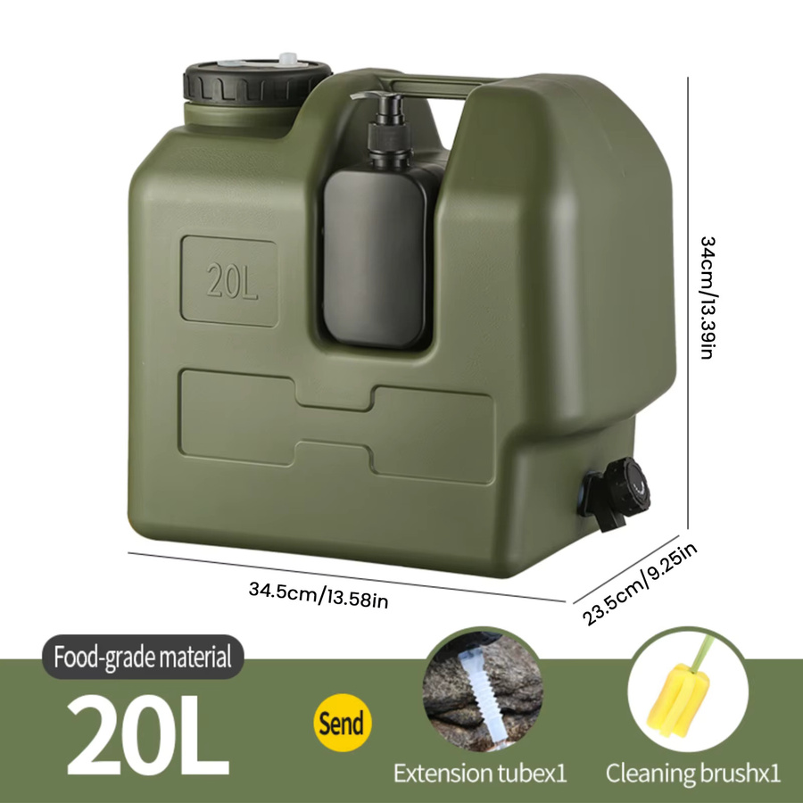 APWIKOGER Tragbarer Camping-Wasserkanister mit Zapfhahn und Seifenspender, BPA-freier Wassertank für Outdoor und Auto, Farbe: Grün, Volumen: 15 l oder 20 l - Bild 3