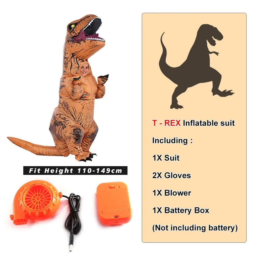 Aufblasbares Dinosaurier Kostüm, T-Rex, Kunststoff - Bild 6