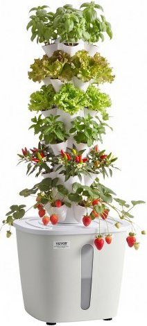 VEVOR Hydroponik-Turm mit App-Steuerung, 6 Ebenen und 30 Pods, vertikales Anbausystem in Weiß mit 20-L-Wassertank und Pumpe für Kräuter, Obst und Gemüse - Bild 1