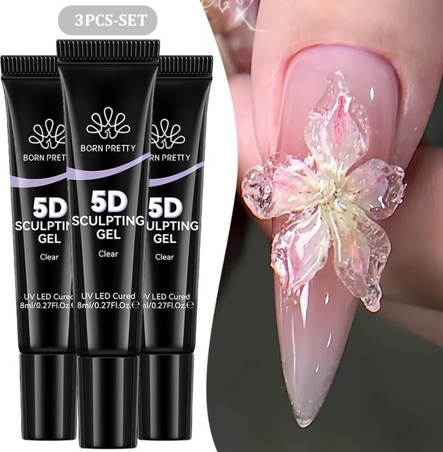 BORN PRETTY 5D Sculpting Gel, 8 ml, Clear, Schimmernd - Bild 1