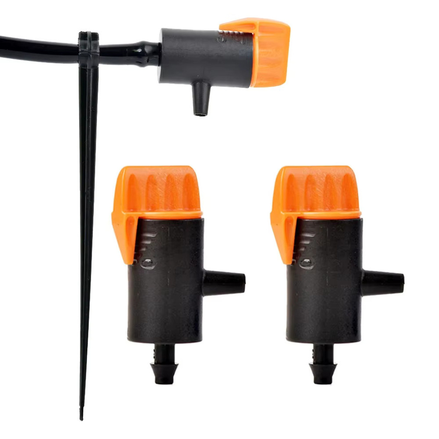Mikro-Tropfbewässerungsregler Set mit verstellbarem Tropfer für 0–60 l/h, schwarze Emitter mit 4/7 mm Schlauchanschluss für Garten und Blumentöpfe - Bild 1