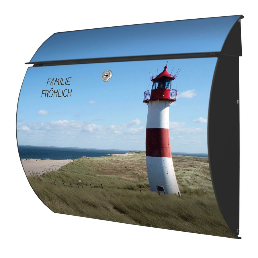 Wandbriefkasten Toscana von Burg-Wächter mit Leuchtturm-Motiv in Anthrazit, B/H/T: 38 x 33 x 11 cm - Bild 1