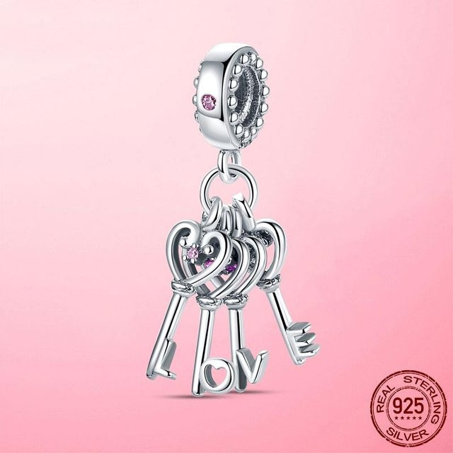 Anhänger 925 Silber, Perle, Liebesherz, Schlüssel, Damen - Bild 1