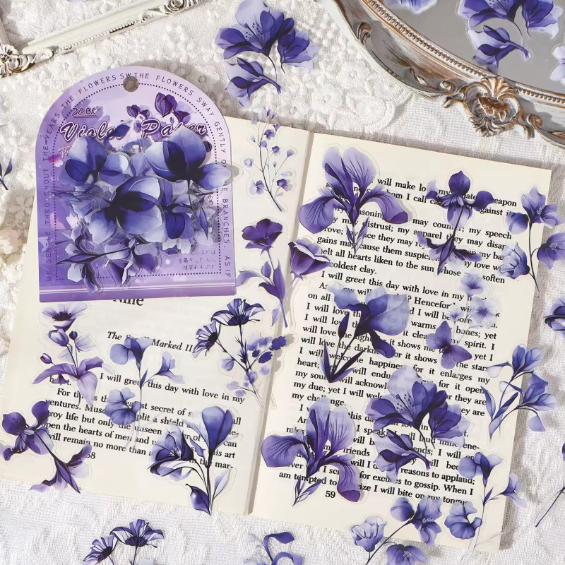 40 Stück Retro-Aquarell-Blumenaufkleber in Multicolour für Scrapbooking und DIY-Projekte - Bild 2
