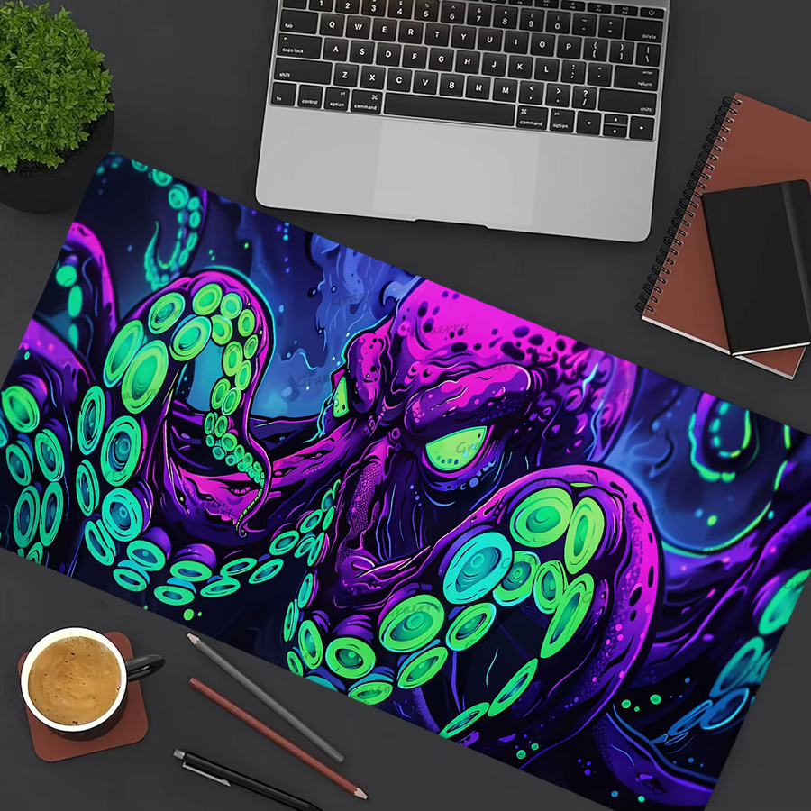 Mairuige Extragroßes Gaming-Mauspad mit hochauflösendem Octopus Cthulhu-Monster Design in Multicolour und genähten Kanten - Bild 4
