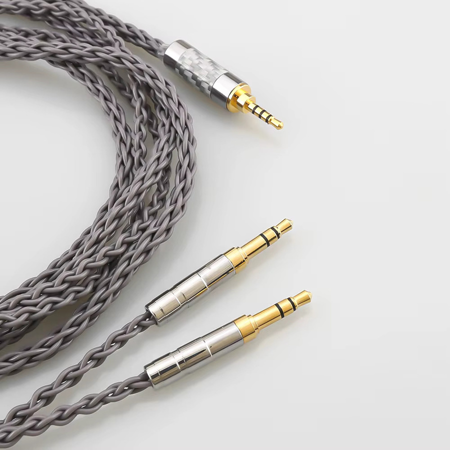 Hifiman Audio-Adapter Kopfhörerkabel mit 8 Kernen, 4-poligem XLR auf 2,5 mm und 3,5 mm Jack, Grau - Bild 2