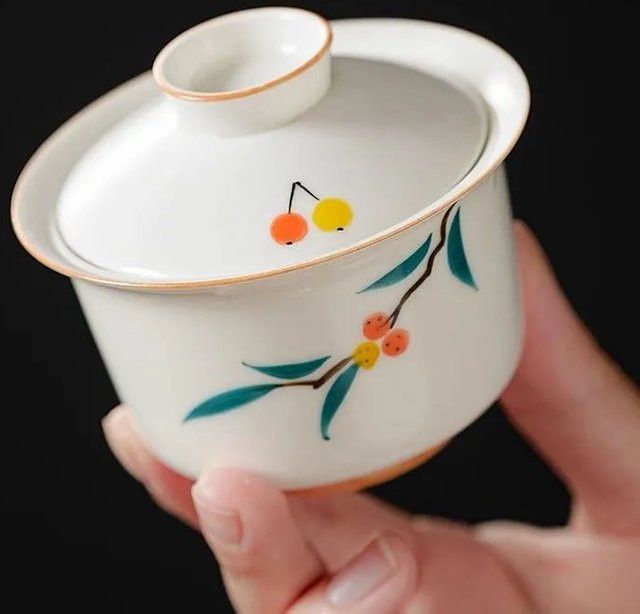 Handbemaltes Ercai Reise-Teeset aus Glas mit floralem Design und Teekanne für unterwegs - Bild 1