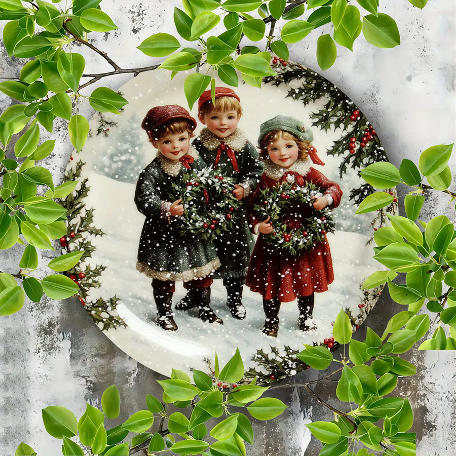 Potdemiel Vintage viktorianisches Metallschild für Weihnachtsdekoration, Mehrfarbig, B/B: 20,3 x 20,3 cm - Bild 1
