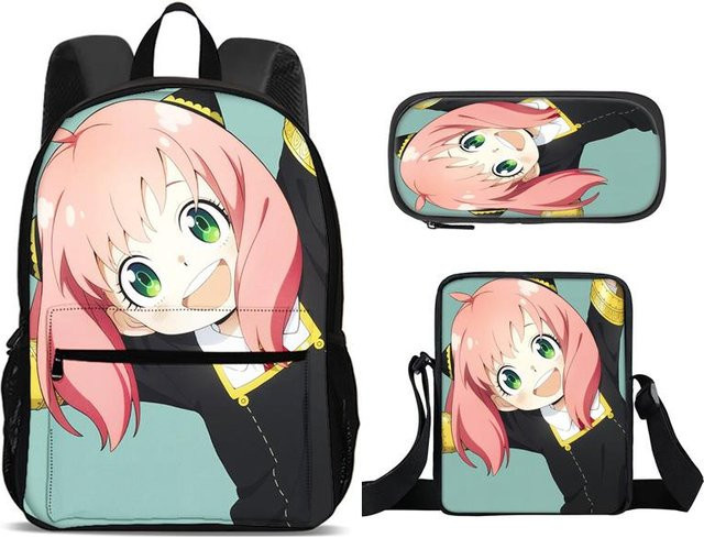 SPY×FAMILY 3er Set aus Rucksack, Federmäppchen und Umhängetasche von Fancy Style Studio in Multicolour für Jungen und Mädchen - Bild 1