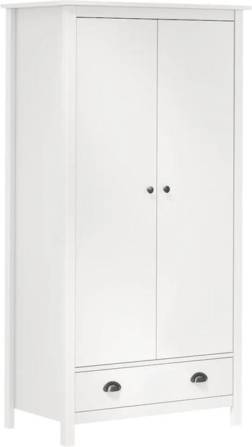 vidaXL Kleiderschrank aus Kiefernholz mit 2 Türen und integrierten Schubladen, Weiß, B/T/H: 89 x 50 x 170 cm - Bild 1
