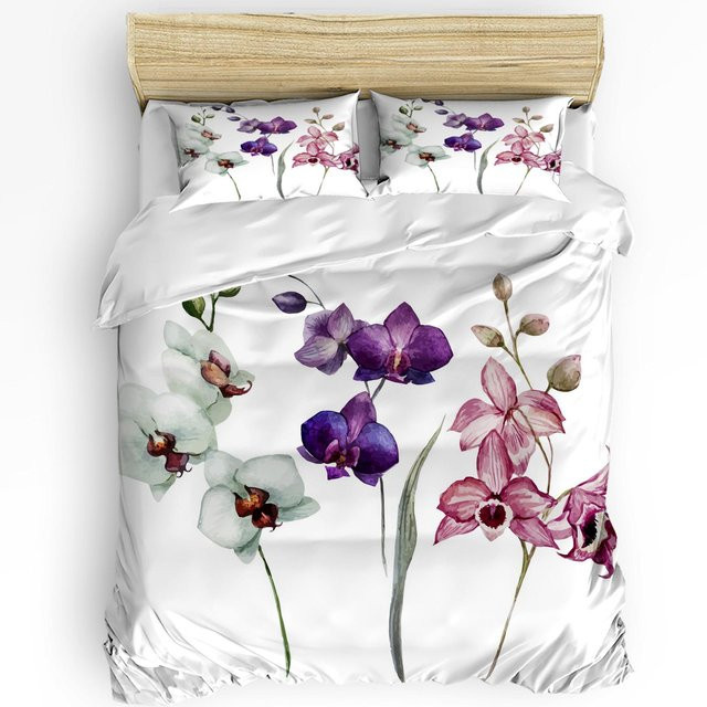 3-teiliges Bettwäscheset JMG Household Supplies Orchidee Tautropfen Zen Stein Pfeil Bambus aus Mikrofaser in Weiß, B/H: 135 x 200 cm - Bild 1